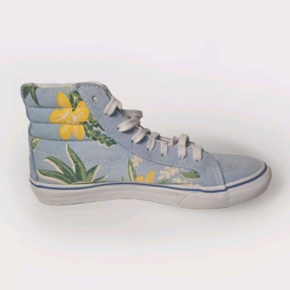 Vans Off The Wall Van Doren Light Blue Floral High Tops Size M6.5 / W8 - Picture 11 of 13